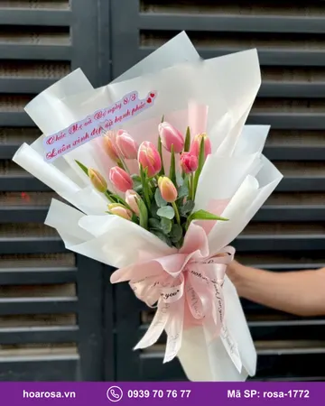 Bó hoa tulip tông hồng trắng rosa-1772