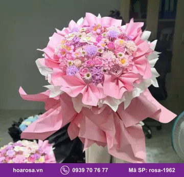 Bó hoa sáp mix hồng tím cỡ lớn rosa-1962