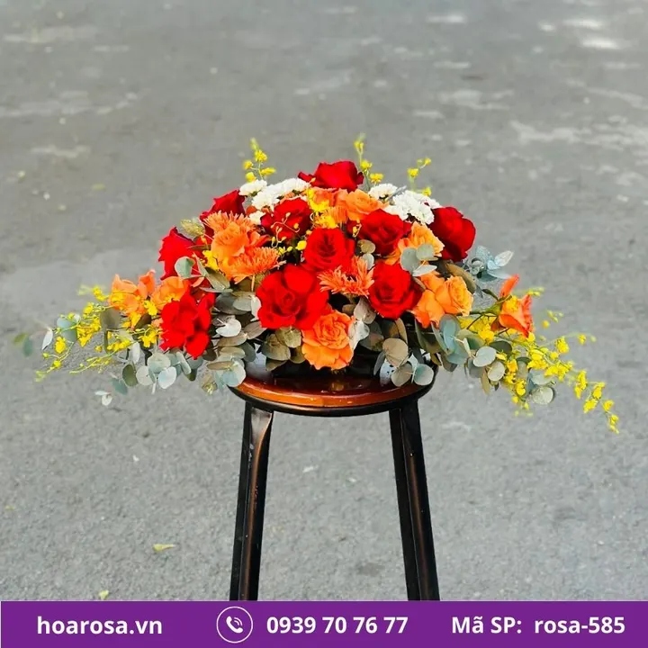 Dĩa hoa để bàn rosa-585