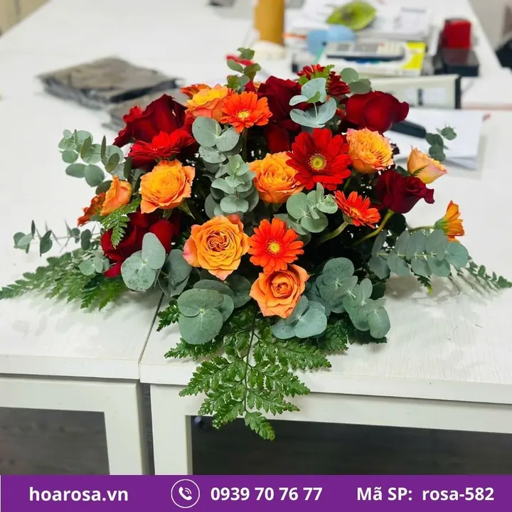 Dĩa hoa để bàn rosa-582