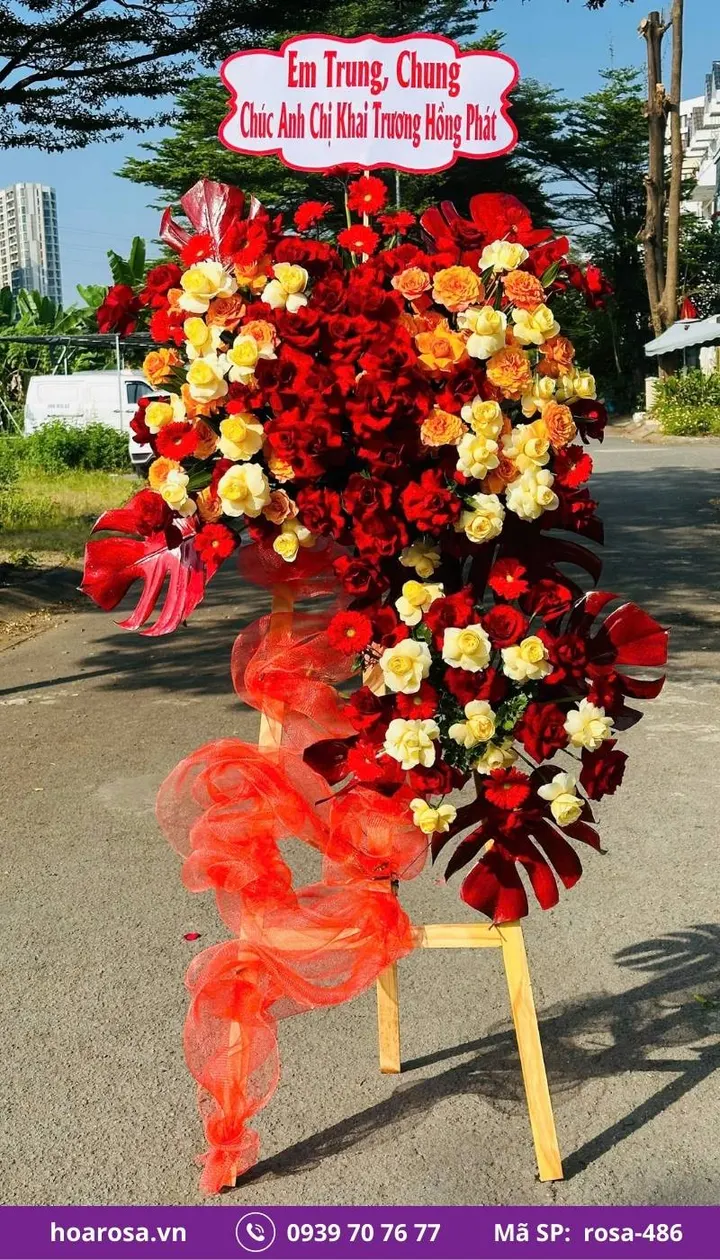 Kệ hoa chúc mừng rosa-486