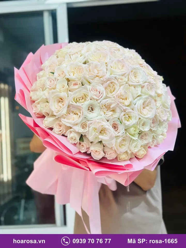 Bó Hoa Tông Trắng rosa-1665