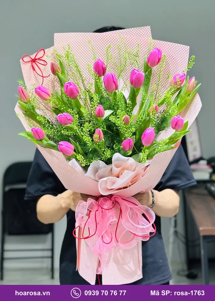 Bó hoa tulip tông hồng rosa-1763