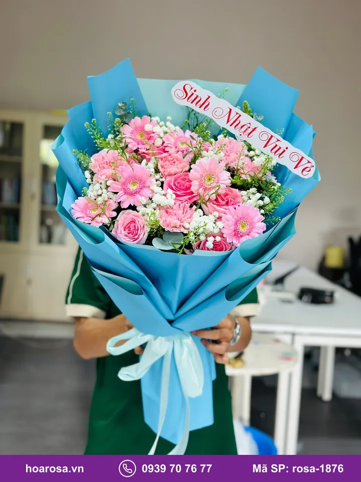 Bó hoa hồng giấy xanh dương rosa-1876