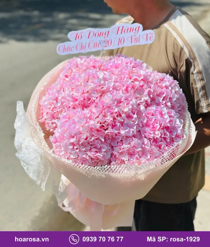 Bó hoa sáp cẩm tú cầu hồng viền ren rosa-1929