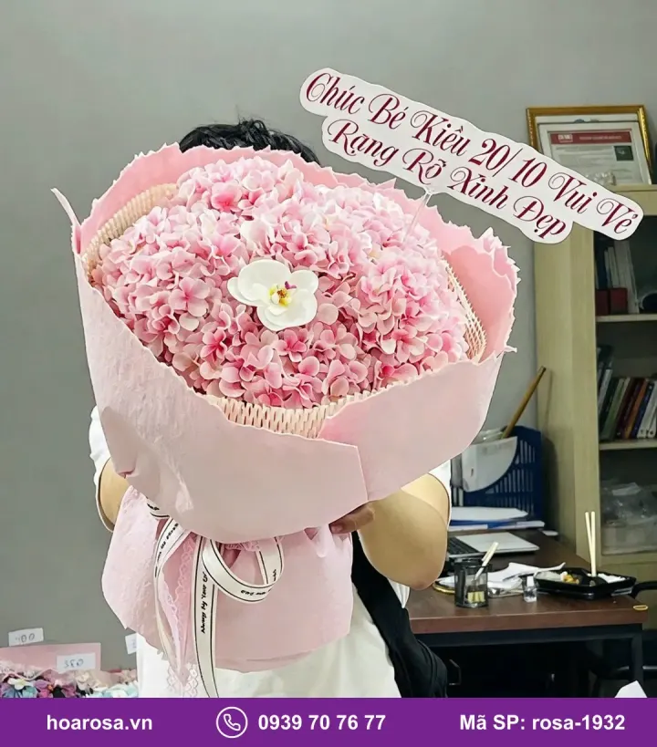 Bó hoa sáp cẩm tú cầu hồng lan trắng rosa-1932