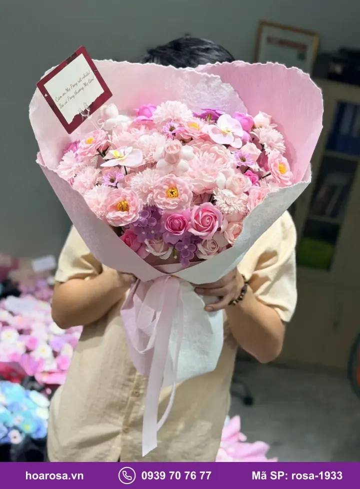 Bó hoa sáp mix tông hồng rosa-1933