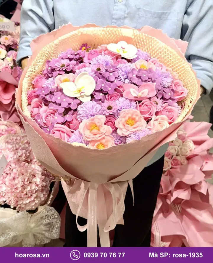 Bó hoa sáp mix hồng tím rosa-1935