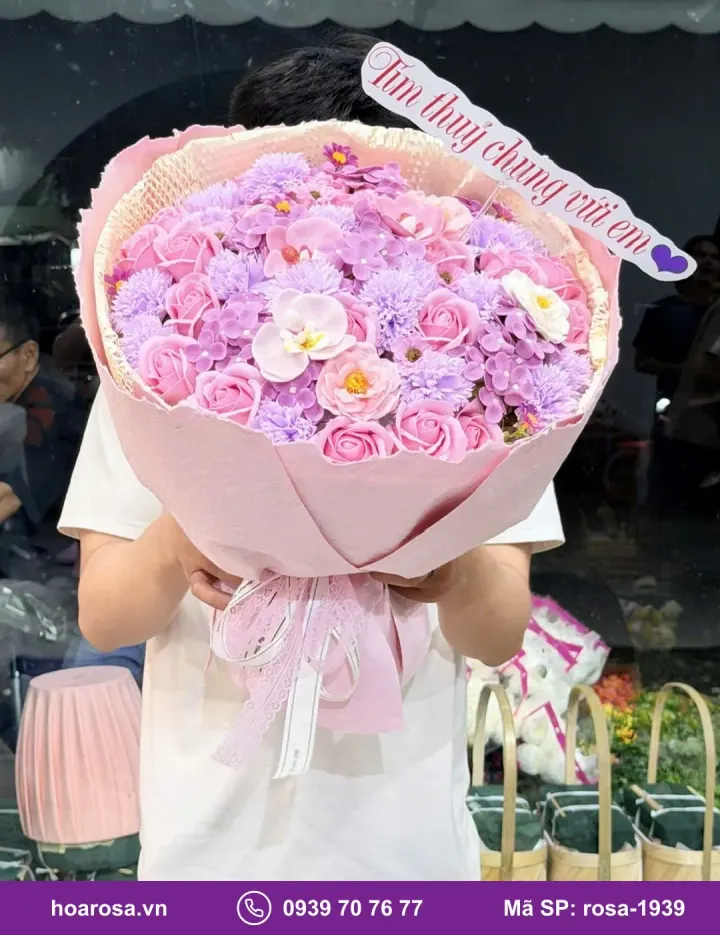 Bó hoa sáp mix tím hồng rosa-1939