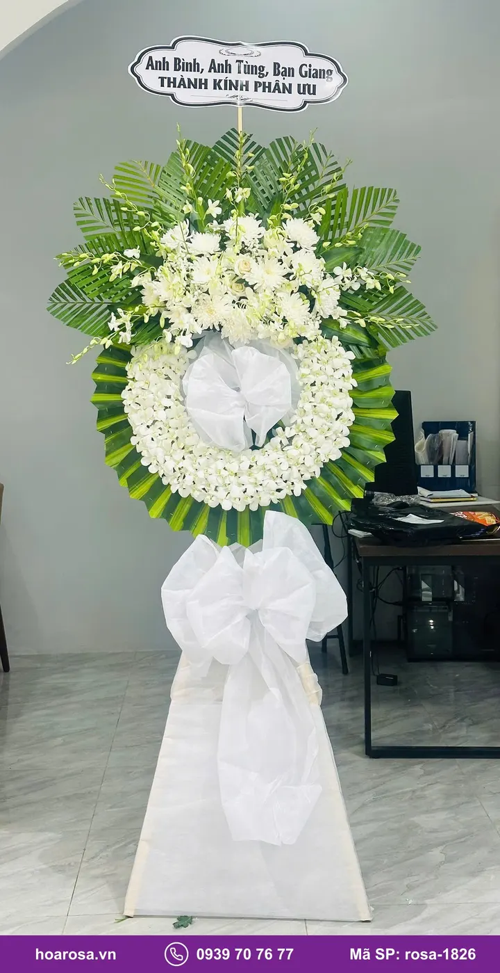 Kệ hoa viếng 1 tầng cúc trắng rosa-1826