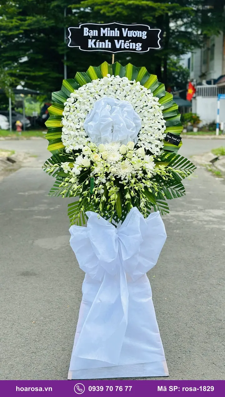 Kệ hoa viếng 1 tầng cúc trắng rosa-1829