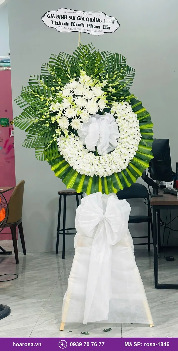 Kệ hoa viếng 1 tầng cúc trắng rosa-1846