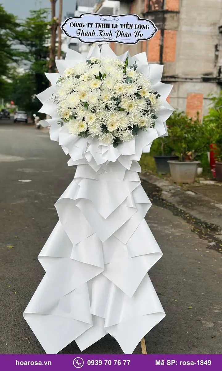 Kệ hoa viếng 1 tầng cúc trắng rosa-1849