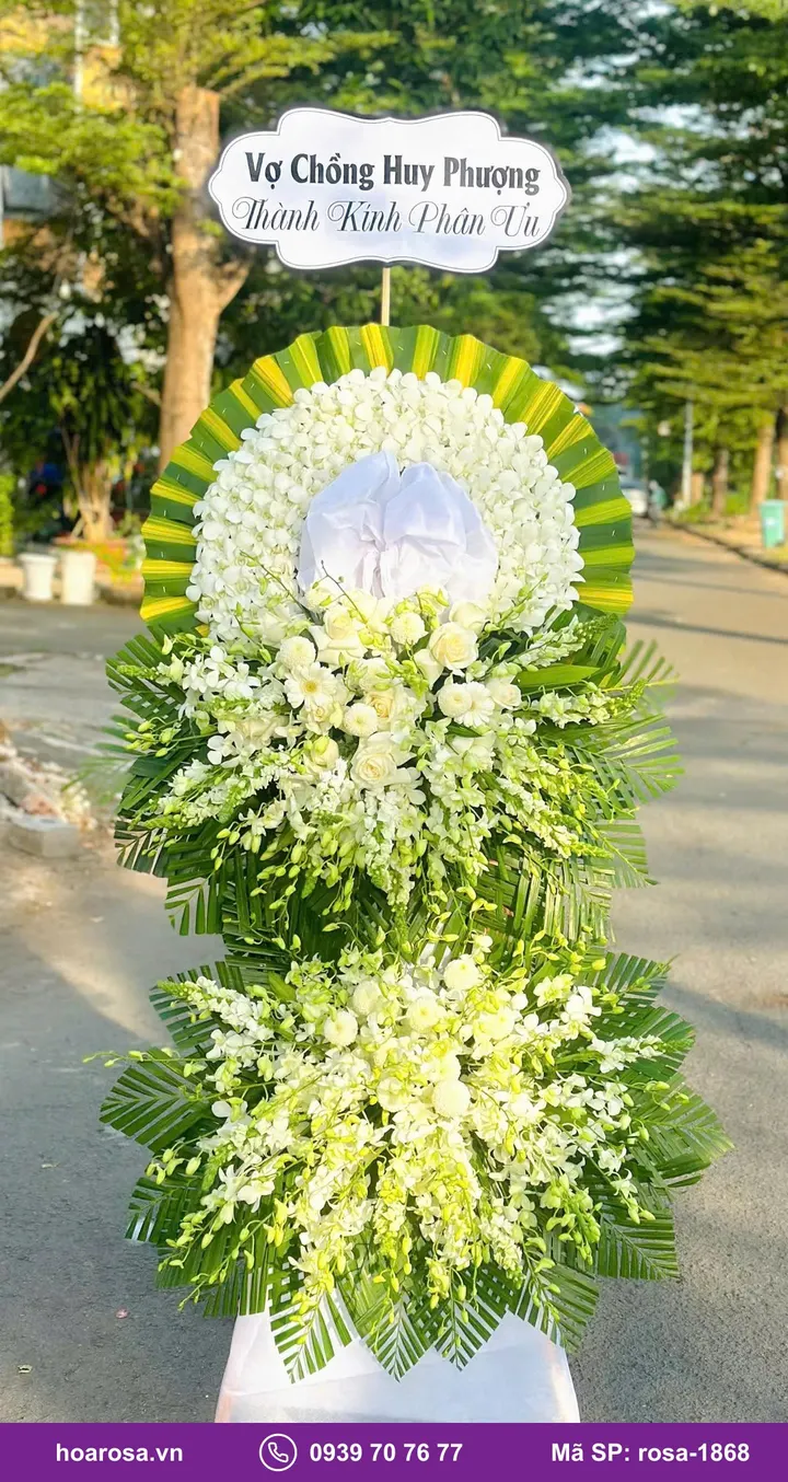 Kệ hoa viếng 2 tầng cúc trắng rosa-1868