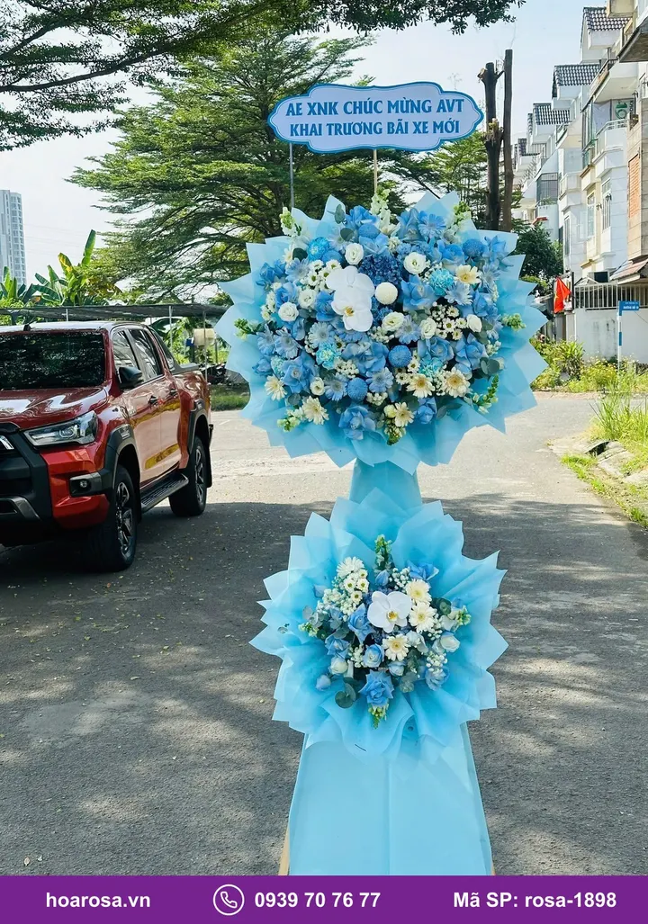 Kệ hoa khai trương 2 tầng tông xanh dương rosa-1898