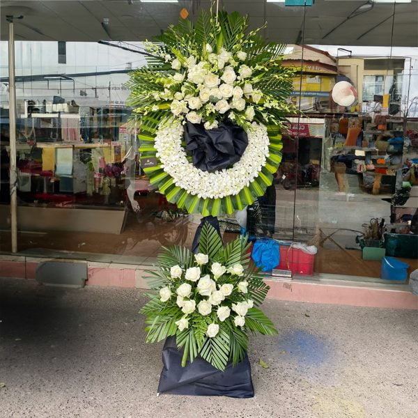 Kệ hoa viếng màu trắng BH186