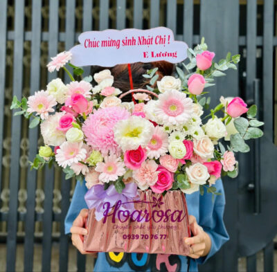 Giỏ hoa tươi rosa-008