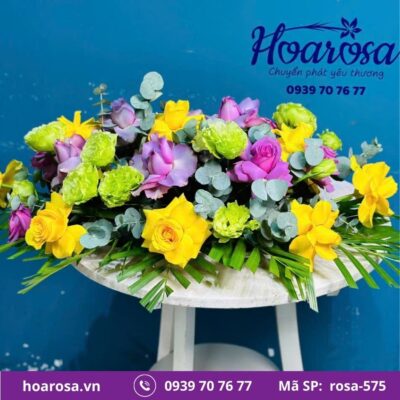 Dĩa hoa để bàn rosa-575