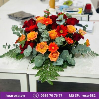 Dĩa hoa để bàn rosa-582